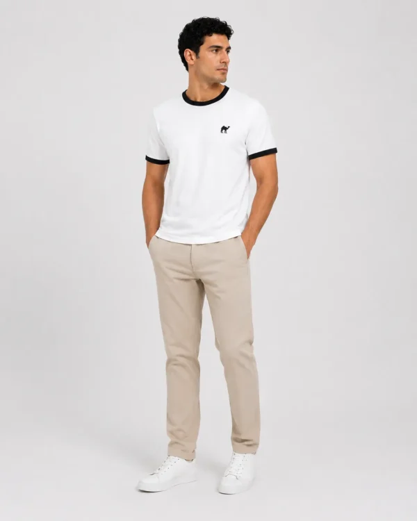 2_conv White*Black Quizas- Round Neck T-Shirt