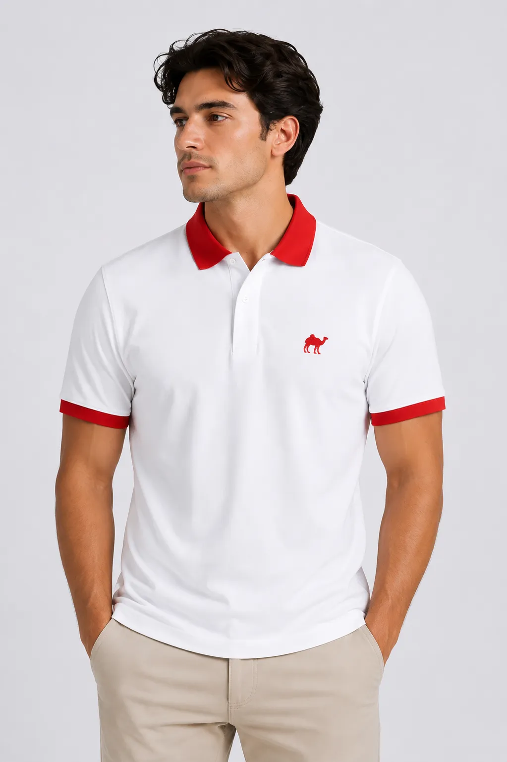 2_conv Red Collar Quizas-HoneyCombed Polo Shirt