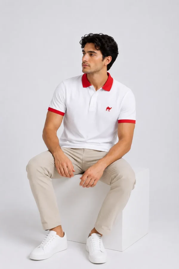 3_conv Red Collar Quizas-HoneyCombed Polo Shirt