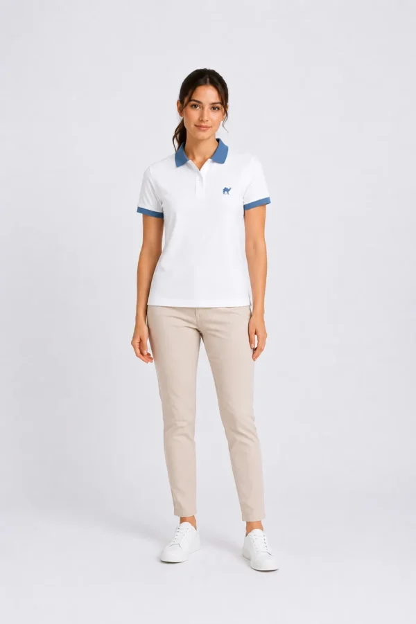 6_conv cuff Blue Polo Shirt For Women