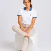 7_conv cuff Blue Polo Shirt For Women
